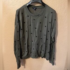Splendid Olive green Star Pattern Long Sleeve Tee